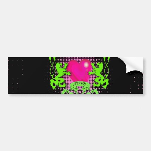 Funky Fushia Grunge Graffiti Heart Valentine's Bumper Stickers