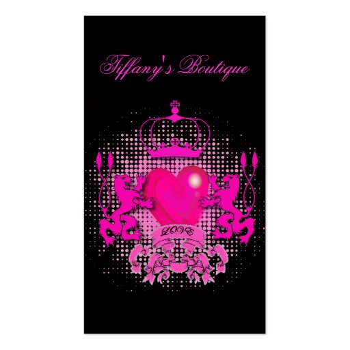 Funky Fushia Grunge Tattoo Heart Fashion Business Cards (front side)
