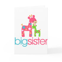 Funky Giraffe Big Sister Tshirt Cards