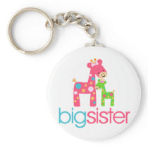 Funky Giraffe Big Sister Tshirt Keychain