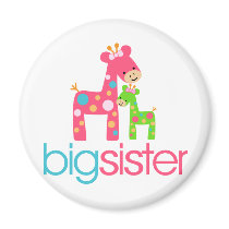 Funky Giraffe Big Sister Tshirt Fridge Magnets