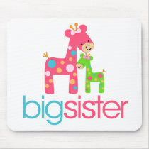 Funky Giraffe Big Sister Tshirt mousepads
