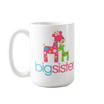 Funky Giraffe Big Sister Tshirt Coffee Mugs