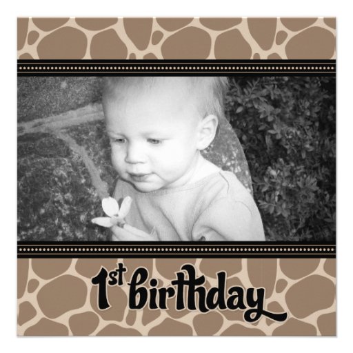 Funky Giraffe First Birthday Party Invitation