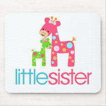 Funky Giraffe Little Sister tshirt mousepads