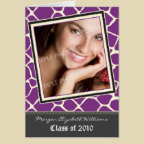 Funky Giraffe Print Graduation Announcement: lilac cards