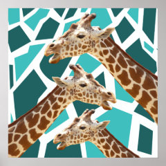 Funky Giraffe Print Teal Blue Wild Animal Pattern