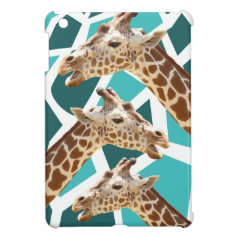 Funky Giraffe Print Teal Blue Wild Animal Pattern iPad Mini Case