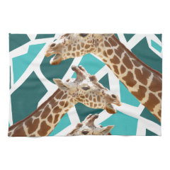 Funky Giraffe Print Teal Blue Wild Animal Pattern Towels