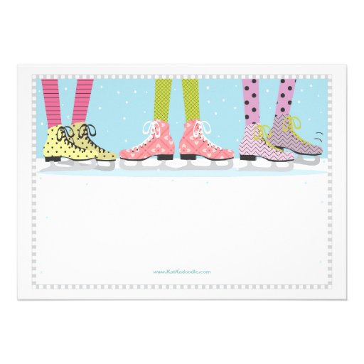 Funky Girls Ice Skating Birthday Party Custom Invitation