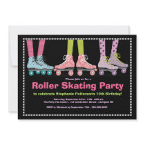 Funky Girls Roller Skating Birthday Party Personalized Invitation
