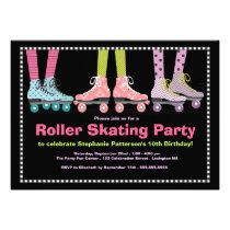 Funky Girls Roller Skating Birthday Party invitations