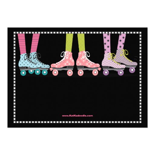 Funky Girls Roller Skating Birthday Party Personalized Invitation