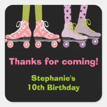 Funky Girls Roller Skating Favor Stickers
