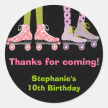 Funky Girls Roller Skating Favor Stickers