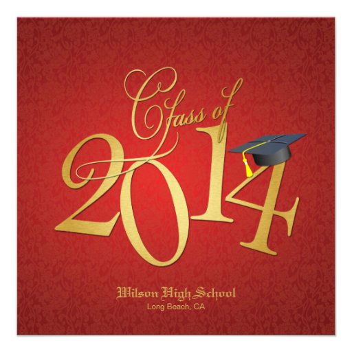 Funky Gold Class of 2014 Graduation Invite (front side)