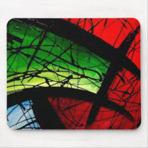 Funky Green Abstract Square Painting mousepads