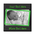 Funky Green and Black Frame Magnet