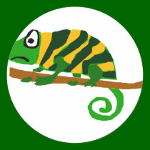 Funky Green and Yellow Chameleon Lizard Art stickers
