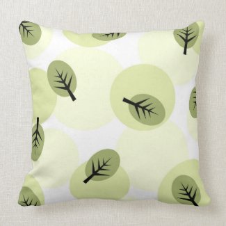 Funky green leaves pattern throw pillow