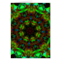Funky Green Lights mandala kaleidoscope note card cards