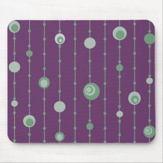 Funky Green Retro Circles Customizable Purple mousepad