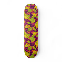 Funky Green Yellow Leaves Pattern Skateboard