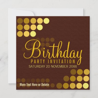 Funky Groove Gold Disco Party Birthday Invitation invitation