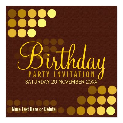 Funky Groove Gold Disco Party Birthday Invitation