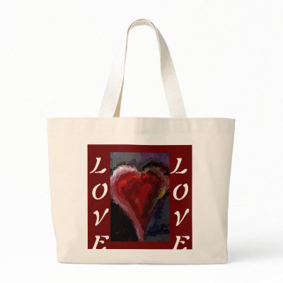 Funky Heart & Love - Romantic tote bag by folkartblonde