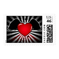 flying heart postage stamp