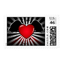 flying heart postage stamp