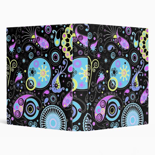 funky hippie design 3 ring binders
