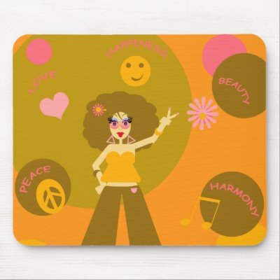 Funky Hippie Girl Mousepad by Derora