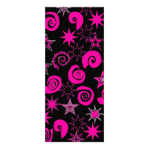 Funky Hot Pink Black Stars Swirls Fun Pattern Gift Personalized Invitation