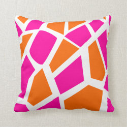 Funky Hot Pink Orange Giraffe Print Girly Pattern Throw Pillows