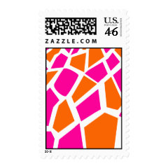 Funky Hot Pink Orange Giraffe Print Girly Pattern Postage