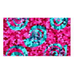 Funky Hot Pink Teal Blue Mosaic Swirls Girly Gifts Business Cards