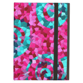 Funky Hot Pink Teal Blue Mosaic Swirls Girly Gifts iPad Folio Cases