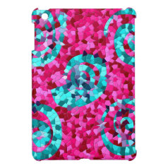 Funky Hot Pink Teal Blue Mosaic Swirls Girly Gifts iPad Mini Case