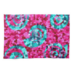 Funky Hot Pink Teal Blue Mosaic Swirls Girly Gifts Hand Towels