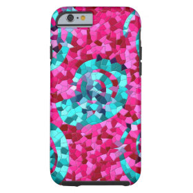 Funky Hot Pink Teal Mosaic Swirls iPhone 6 Case
