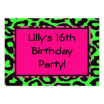 Funky Hot Pink Zebra Cheetah Invite