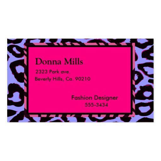 Funky Hot Pink Zebra Cheetah Set Business Card Template