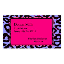 Funky Hot Pink Zebra Cheetah Set Business Card Template