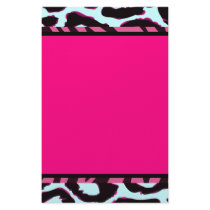Funky Hot Pink Zebra Cheetah Set Custom Stationery