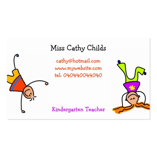 Funky Kids Business Cards (front side)