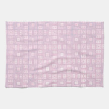 Funky Lavender Retro Mosaic Pattern Kitchen Towels