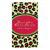 Funky Leopard Print Business Card :: pink/green