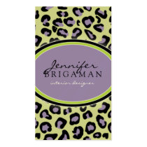 Funky Leopard Print Business Card :: purple/green
